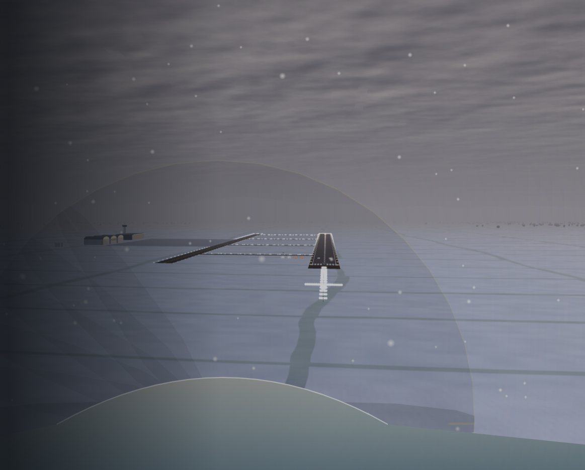 Sunrise approach in light snow